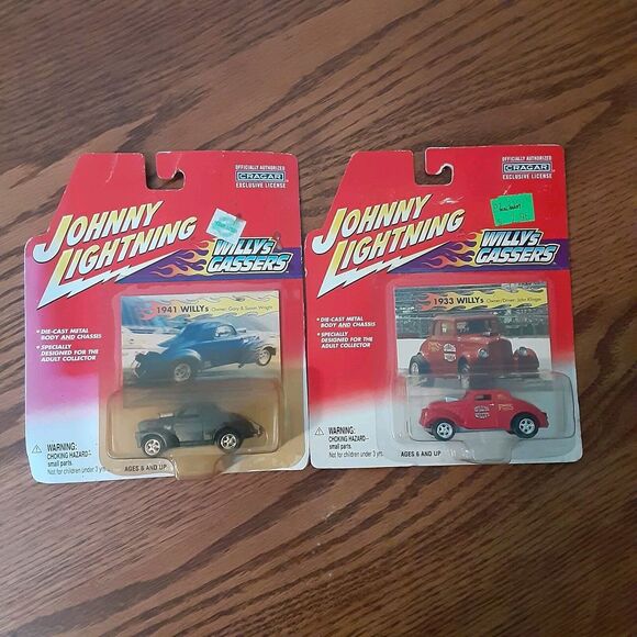 Vintage Johnny Lightning Willys Gassers Lot Of 2 1933,1941 Red Blue Hot Rod Cars - Picture 1 of 15